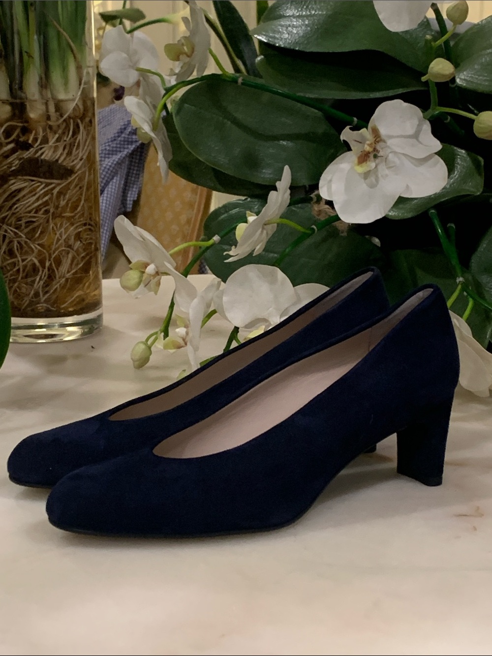 Stuart Weitzman Navy Blue Suede Heels Size 5.5